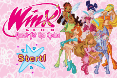 Winx Club Quest for the Codex title screen for GameBoy Advance